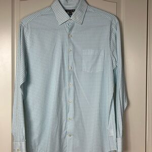 Peter Millar Blue Casual Button Down Shirt with Gingham Pattern
